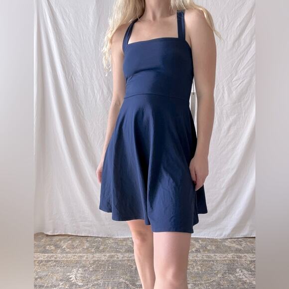 NWT Revolve X Susana Monaco Navy Blue Cross Back Swing Mini Dress Preppy- Small - Picture 1 of 9